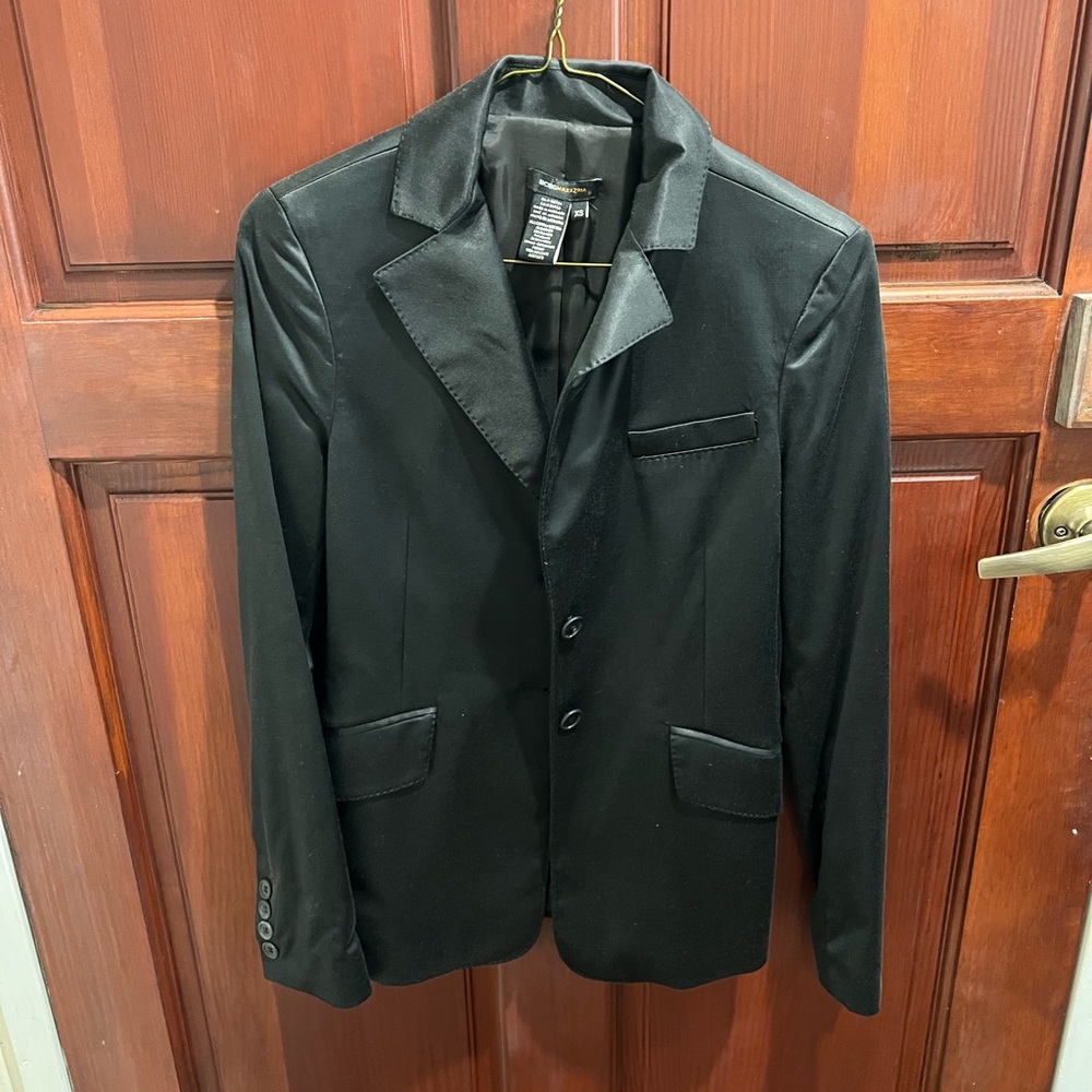 Black Satin-Trim Blazer